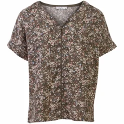 ZbyZ Dame Bluse Plus Size - Khaki Flower