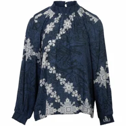 ZbyZ Dame Bluse Plus Size - Navy/Sort