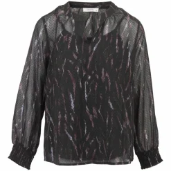 ZbyZ Dame Bluse Plus Size - Black print