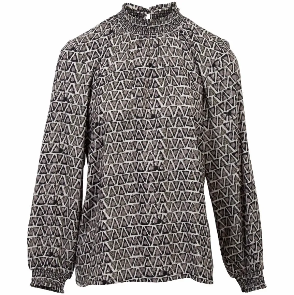 ZbyZ Dame Bluse Plus Size - Grey/Black