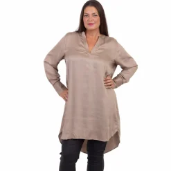 ZbyZ Dame Kjole Plus Size - Beige