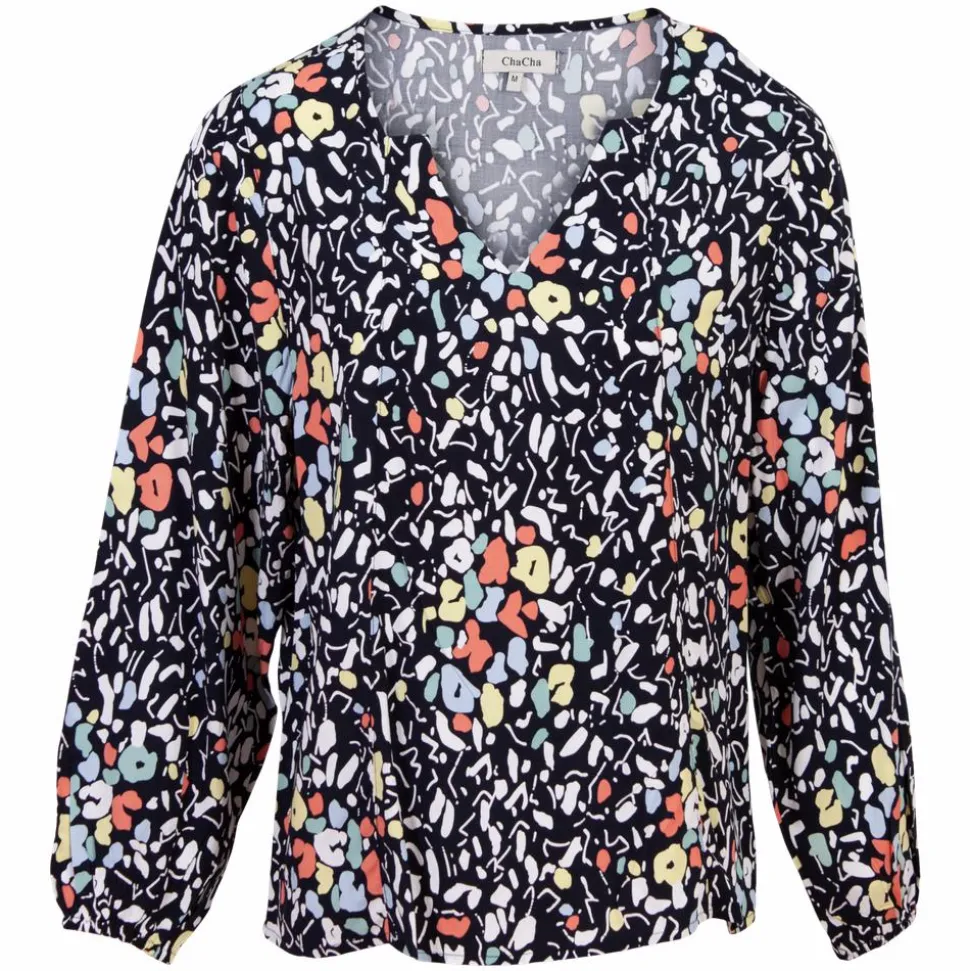 ZbyZ Dame Skjorte Plus Size - Navy/Orange