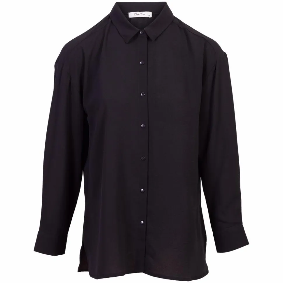ZbyZ Dame Skjorte Plus Size - Black