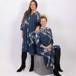 ZbyZ Dame Tunika Plus Size - Navy/Sort