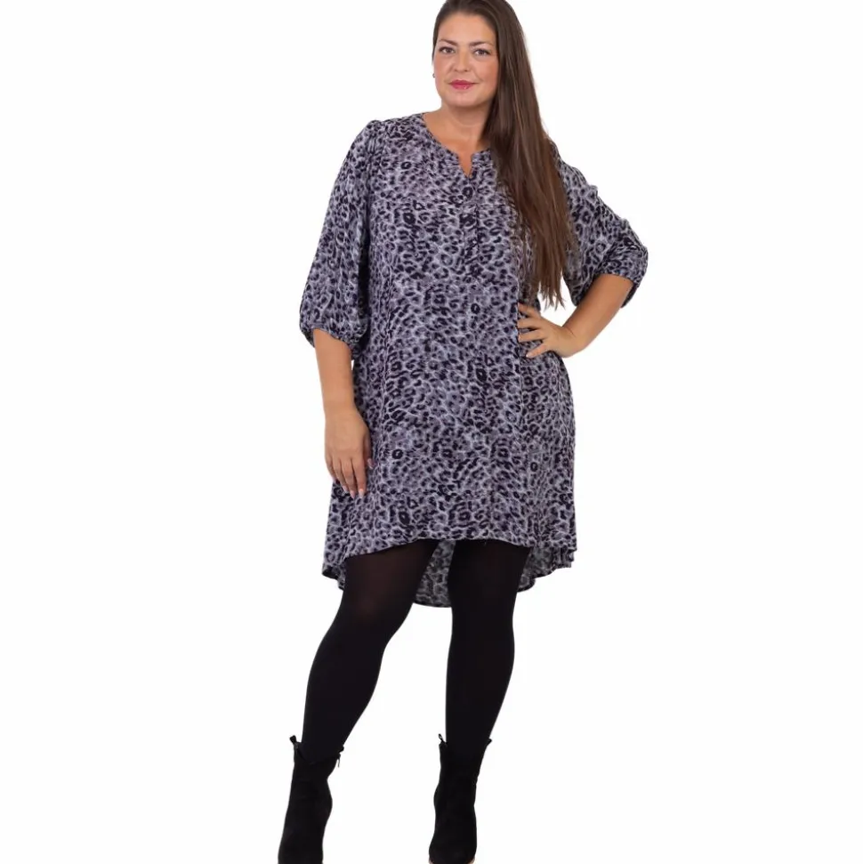ZbyZ Dame Tunika Plus Size - Black Animal